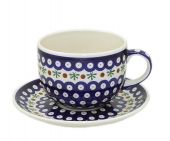 Jumbo cup + saucer - Polish pottery