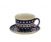 Cup + saucer - Polish pottery