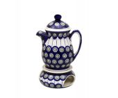 Teapot with heater - Polish pottery