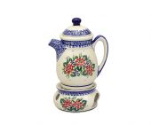 Teapot with heater - Polish pottery
