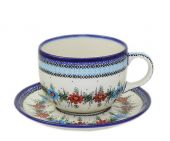 Jumbo cup + saucer - Polish pottery