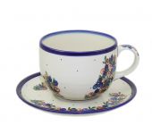 Jumbo cup + saucer - Polish pottery