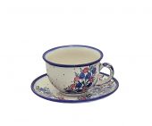 Cup + saucer - Polish pottery