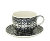 Jumbo cup + saucer - Polish pottery