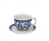 Cup + saucer - Polish pottery