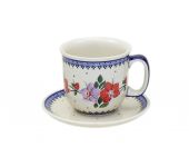 Cup + saucer - Polish pottery