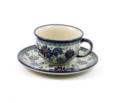 Cup + saucer - Polish pottery