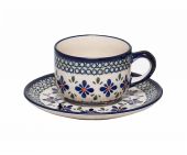 Cup + saucer - Polish pottery