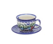 Cup + saucer - Polish pottery