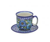 Cup + saucer - Polish pottery