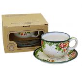 Cup + saucer in a cardx - Polish pottery