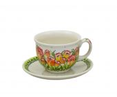 Cup + saucer - Polish pottery