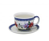 Cup + saucer - Polish pottery