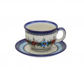 Cup + saucer - Polish pottery