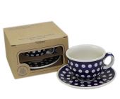 Cup + saucer in a cardx - Polish pottery