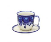 Cup + saucer - Polish pottery