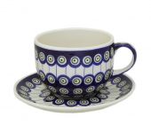 Jumbo cup + saucer - Polish pottery