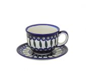 Cup + saucer - Polish pottery