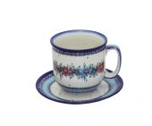 Cup + saucer - Polish pottery