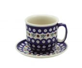 Cup + saucer - Polish pottery