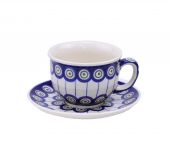 Cup + saucer - Polish pottery